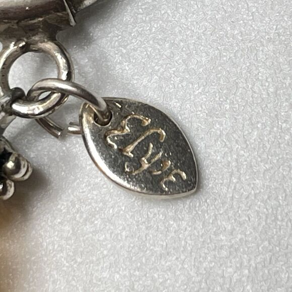 Elyie 925 Sterling Silver Signed Artisan Amber Color Glass Beaded Bracelet - Picture 2 of 8